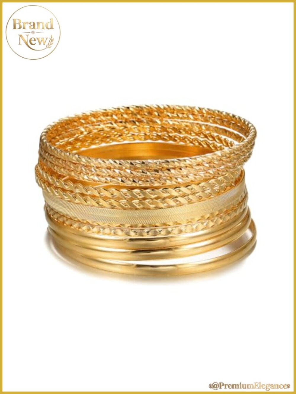 12 Pcs Gold Plated Bangle Set for Women Stackable Multi Layer Boho Jewelry Gift